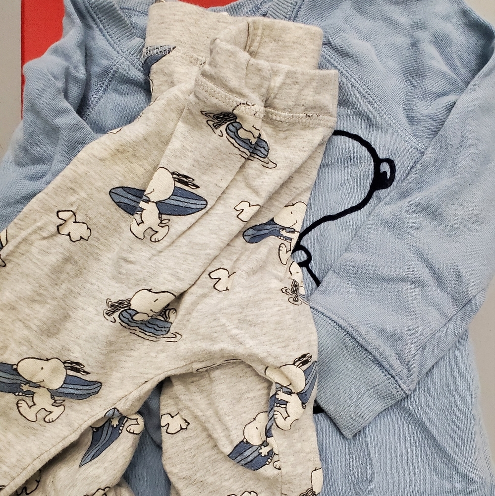 Snoopy sweatshirt light blue STAINED 18-24months and pant set